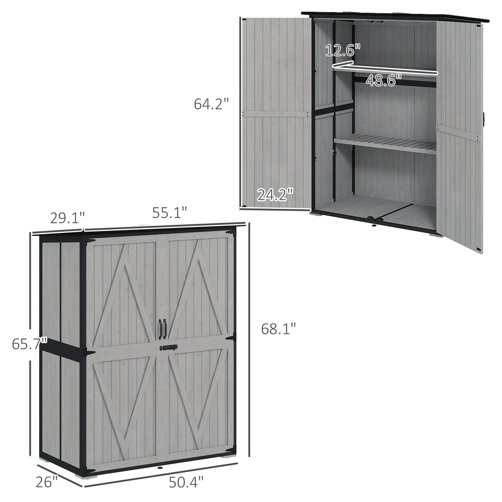 Outdoor Wooden Garden Storage Shed with Lockable Doors & Shelves