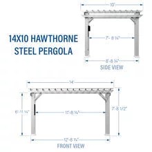 14x12 hawthorne traditional steel pergola with sail shade soft canopy