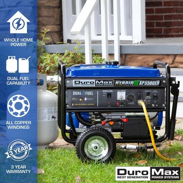 DuroMax XP5500EH 5,500 Watt Portable Dual Fuel Gas Propane Powered Generator