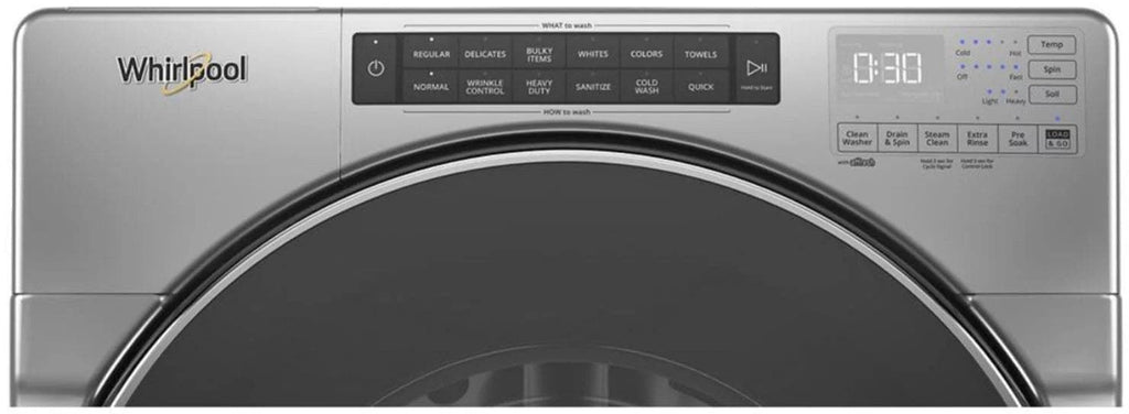 Whirlpool – 4.5 Cu. Ft. High Efficiency Stackable Front Load Washer with Steam and Load & Go XL Dispenser – Chrome shadow
