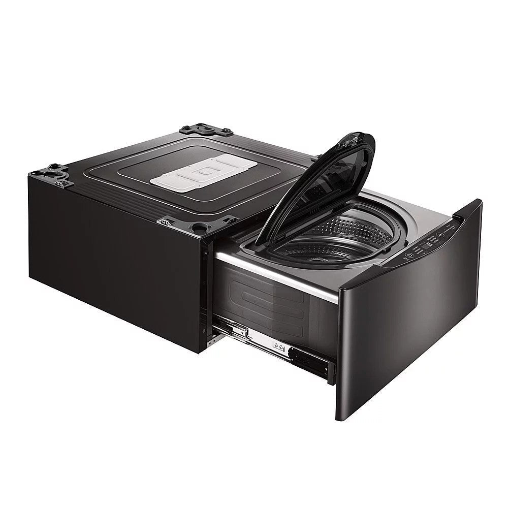 LG – SideKick 1.0 Cu. Ft. High-Efficiency Smart Top Load Pedestal Washer with 3-Motion Technology – Black steel
