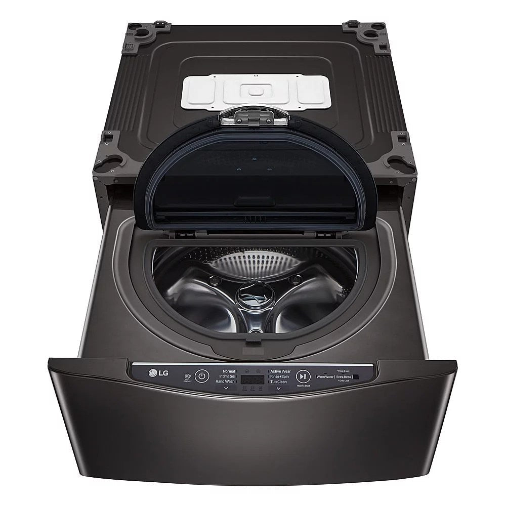 LG – SideKick 1.0 Cu. Ft. High-Efficiency Smart Top Load Pedestal Washer with 3-Motion Technology – Black steel