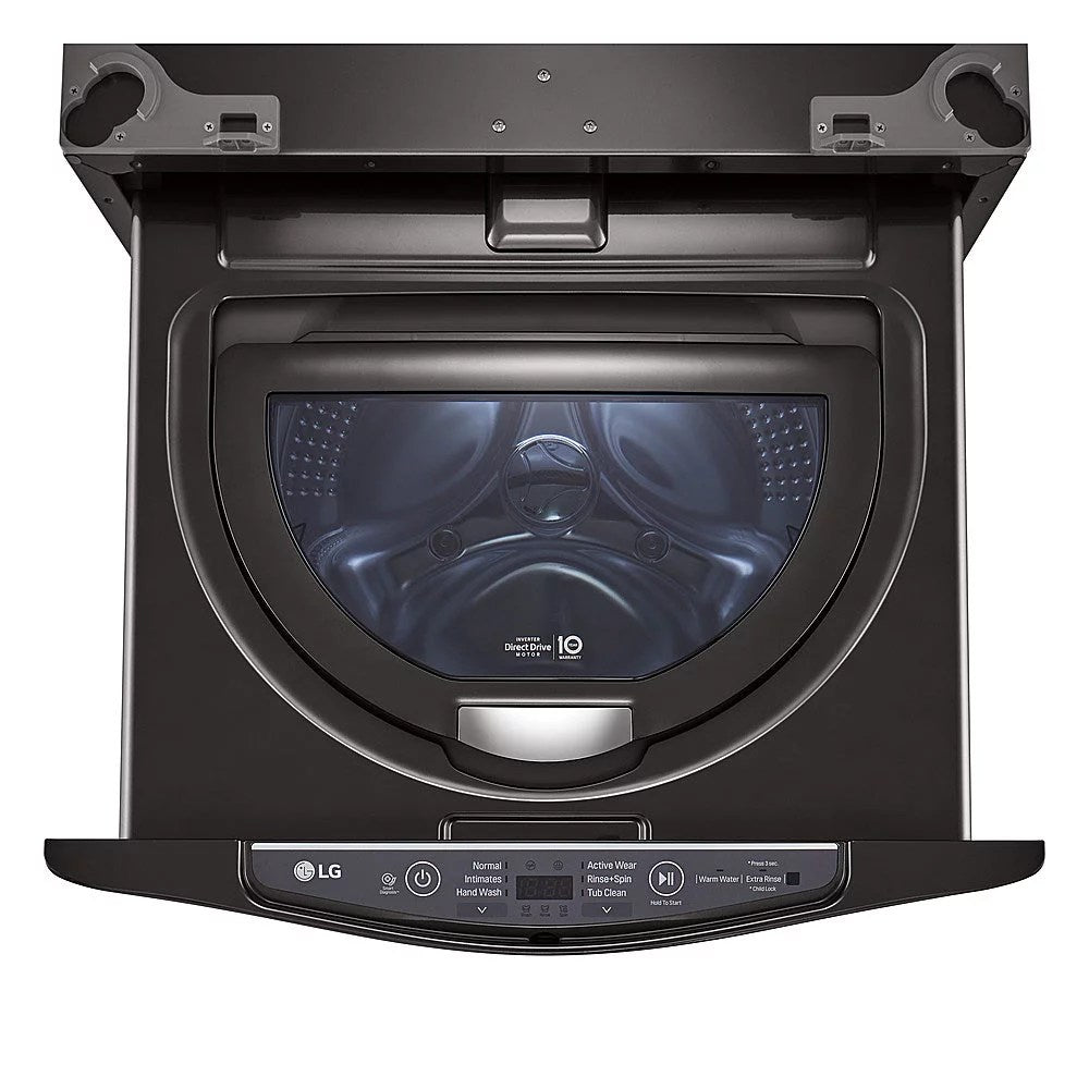 LG – SideKick 1.0 Cu. Ft. High-Efficiency Smart Top Load Pedestal Washer with 3-Motion Technology – Black steel