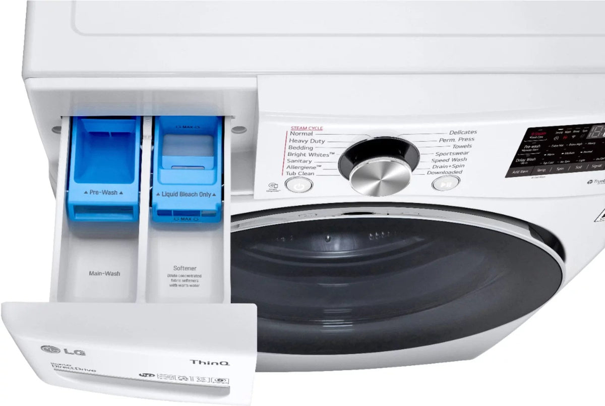 LG – 5.0 Cu. Ft. High-Efficiency Stackable Smart Front Load Washer with Steam and Built-In Intelligence – White