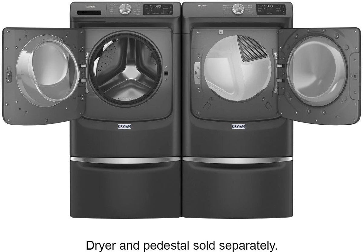 Maytag – 4.5 Cu. Ft. High Efficiency Stackable Front Load Washer with Steam and Extra Power Button – Volcano Black