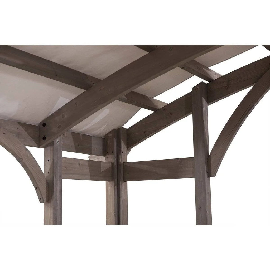SummerCove 10 ft. x 14 ft. Light Gray Cedar Frame Arched Pergola with Shelves