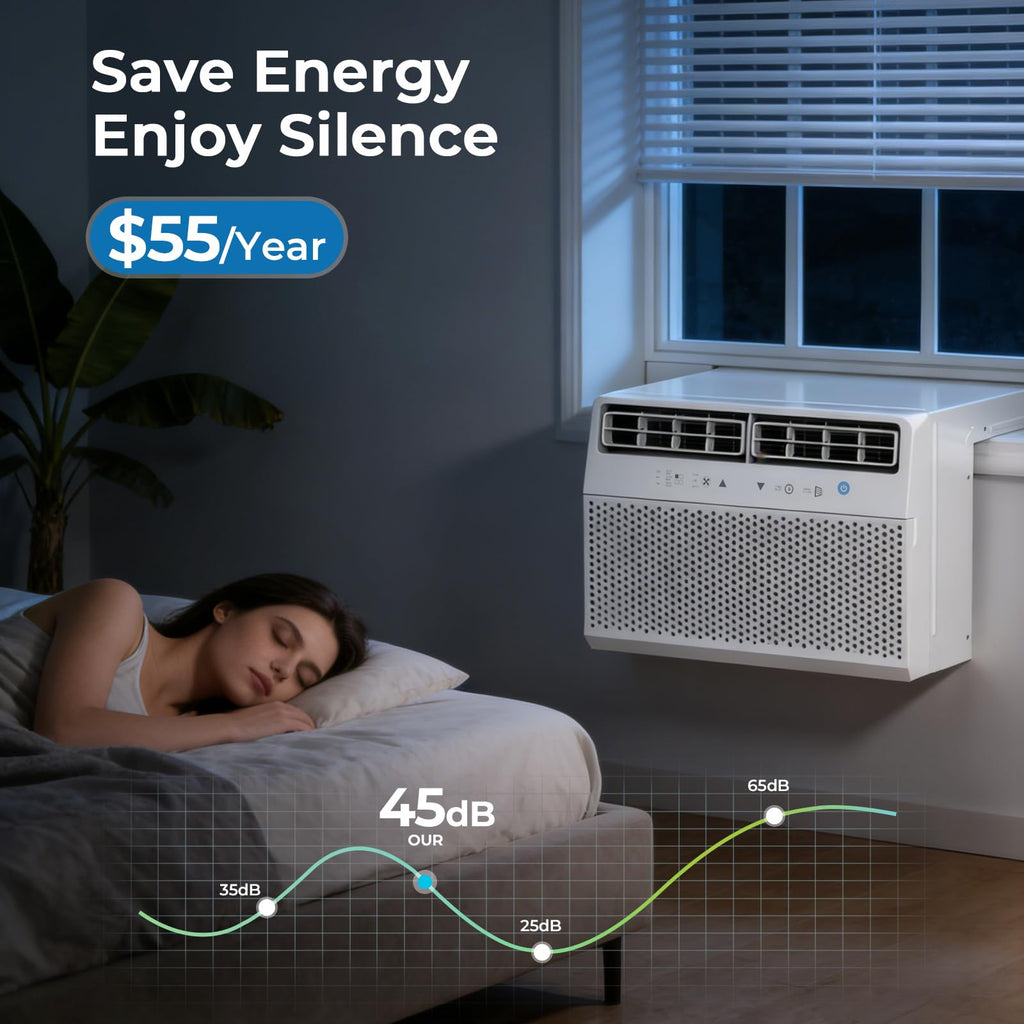 U-Shaped Window Air Conditioner, 10,000 BTU Window AC Unit Cools Up to 450 Sq. Ft for Bedroom/Living Room