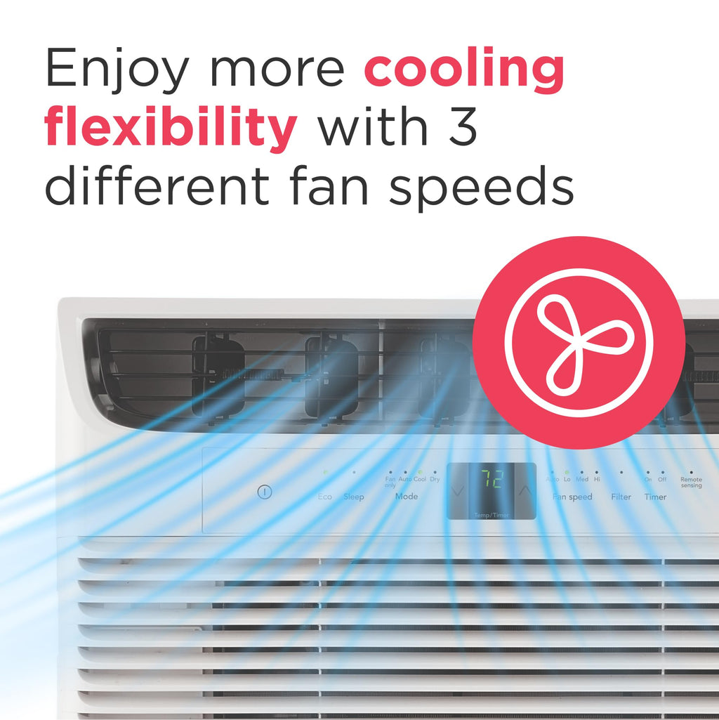 8,000 BTU Window Air Conditioner with Remote Control, Cools Up to 350 Sq. Ft., Quiet Operation, Eco Mode