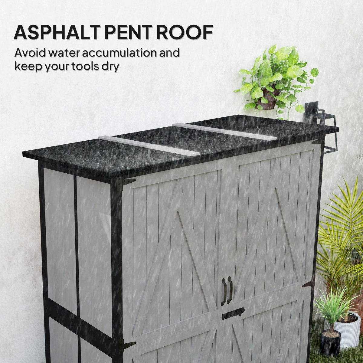 Outdoor Wooden Garden Storage Shed with Lockable Doors & Shelves