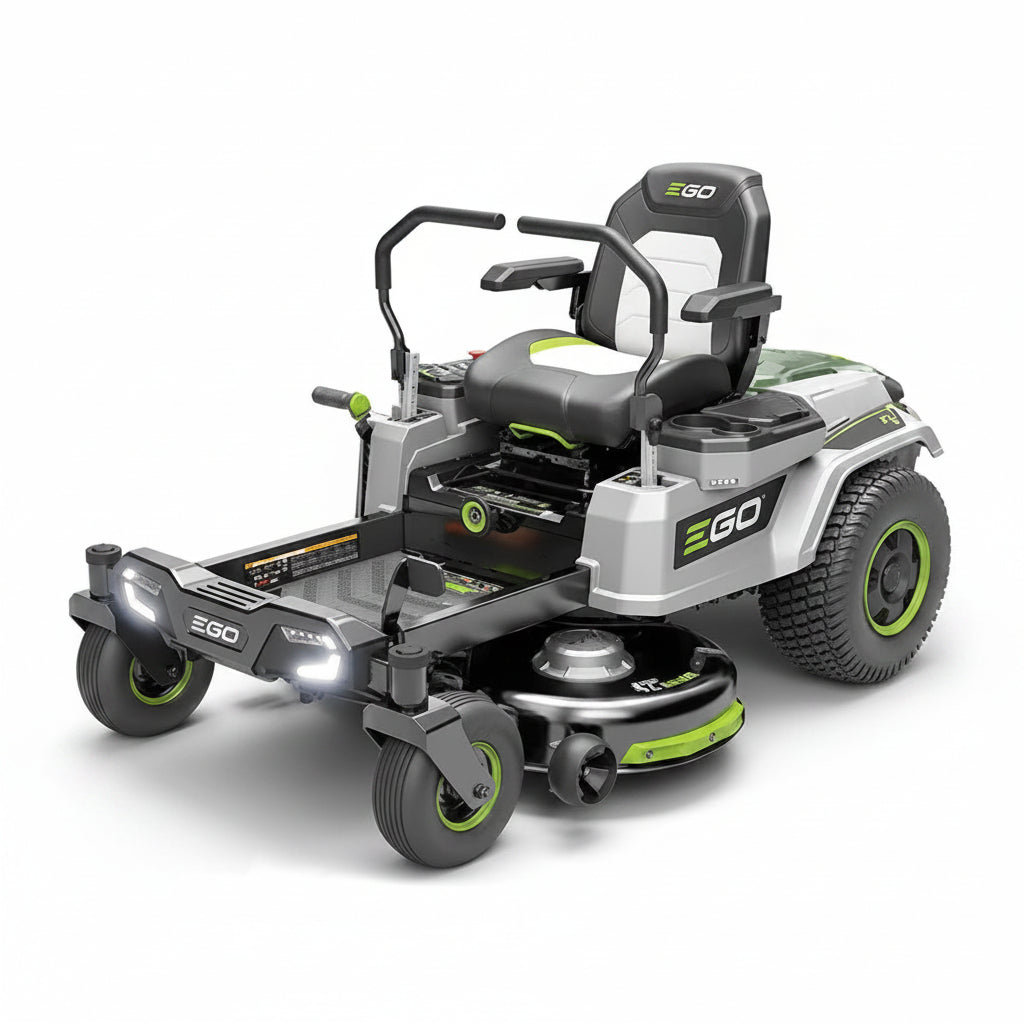 Ego lawn mower on a white background