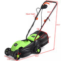 13.5-Inch Electric Corded Lawn Mower 12-Amp with Adjustable Height and Grass Collector