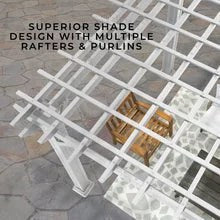 14x10 hawthorne traditional steel pergola with sail shade soft canopy