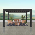 12×10 Trenton Modern Steel Pergola With Sail Shade Soft Canopy