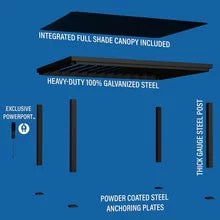 16x12 trenton modern steel pergola with sail shade soft canopy