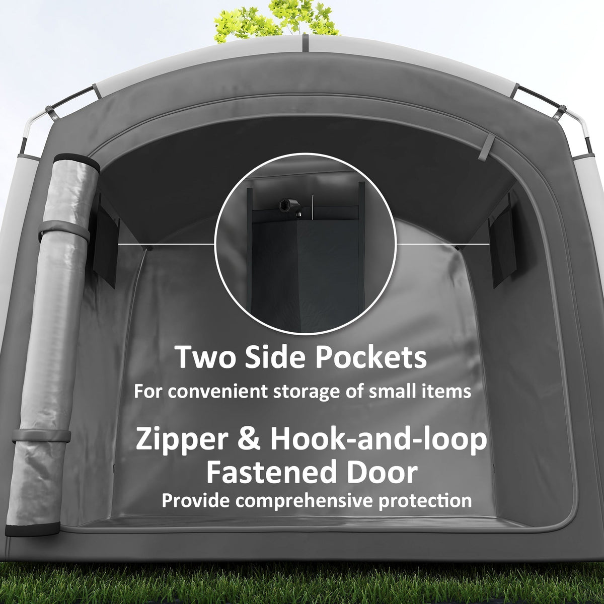 Bike Storage Shed Tent, Portable And Waterproof With 210D Oxford Fabric And Carry Bag For 3-4 Bicycles, Dark Gray