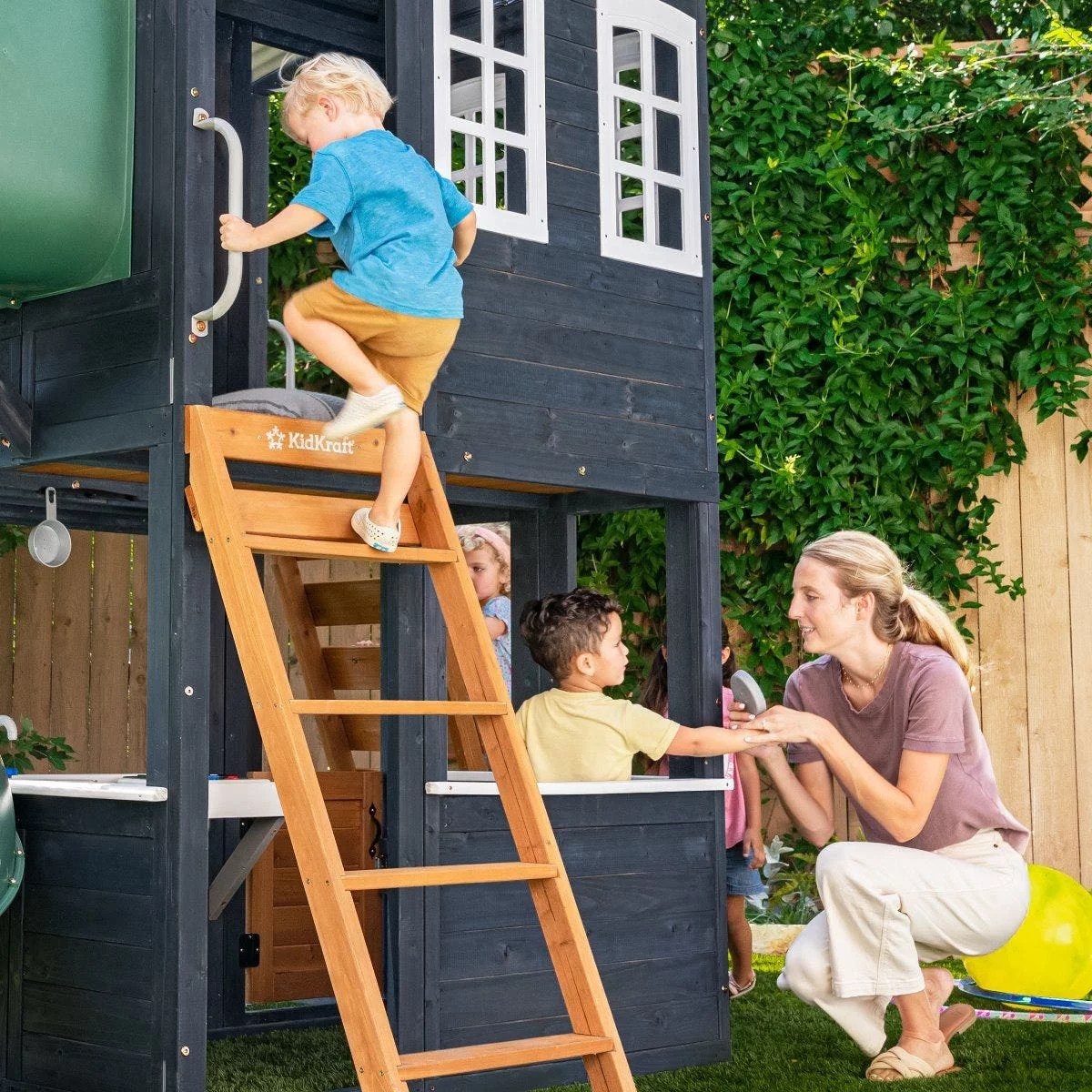 Kids Kidkraft Cozy Escape Playhouse In Navy Installation Included