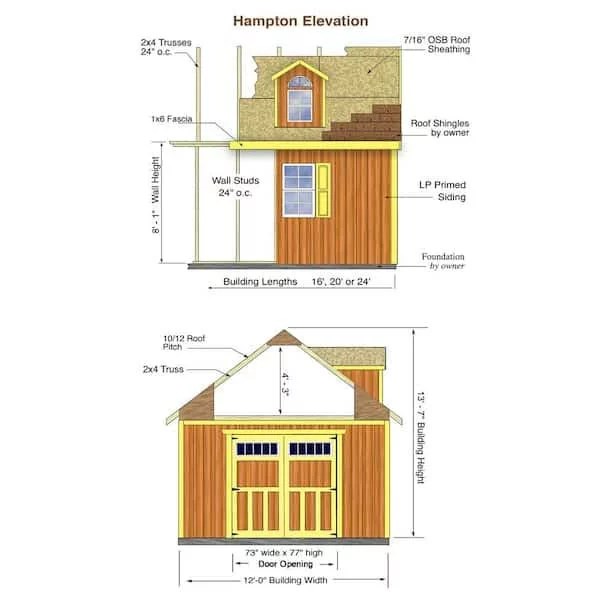 Best barns Hampton 12×24 Wood Storage Shed Kit Installation Included