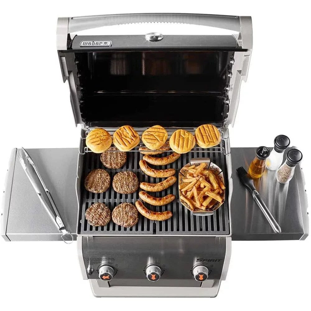 Weber 47510001 Spirit E-310 3-Burner Natural GAS Black Bundle with Generic Grill Cover Barbecue Drip Pans Set of 3